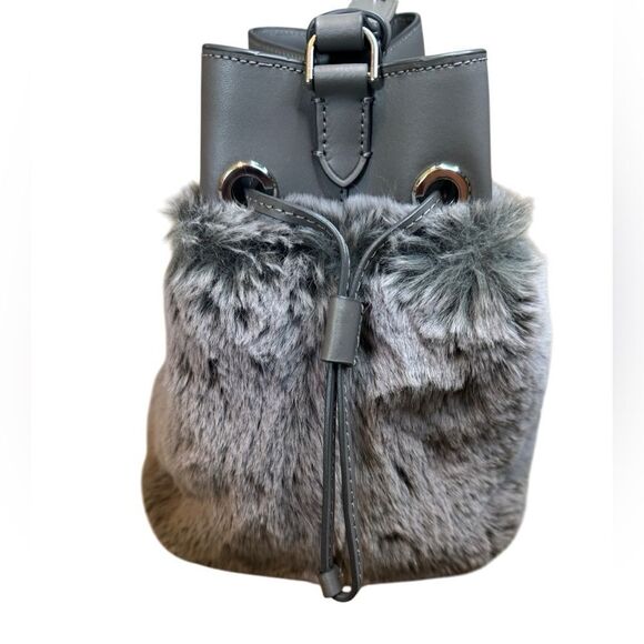Kate Spade Marti Faux Fur Small Bucket Bag  in Grey Cat - Picture 7 of 13